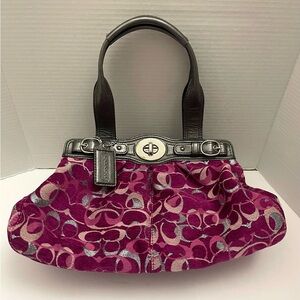 Coach Mia Optic Signature Pink F15517 Chenille Canvas Magic Shoulder Bag